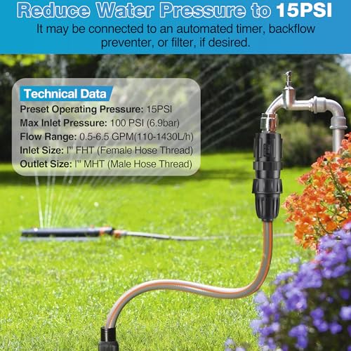 4 Pcs 15 PSI Drip Irrigation Pressure Regulator Adapter Kit - style: 15 PSI