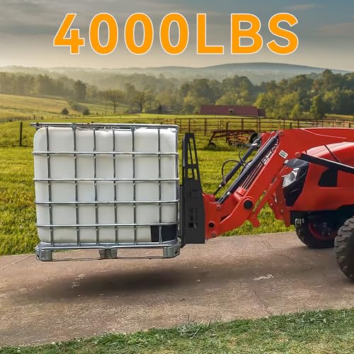 YINTATECH 4000lbs Skid Steer Pallet Fork Attachment, 48" Fork Blades and 45" Pallet Fork Frame for Loaders Tractors Quick Tach Mount