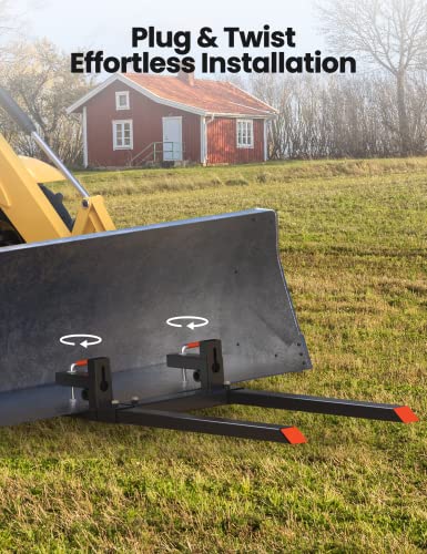 43''Quick-Attach Bucket Forks, 2000 LBS Heavy Duty Pallet Forks with Stabilizer Bar for Compact Tractor, Loader, Black/Orange - size: 2000 LBS 43 inch