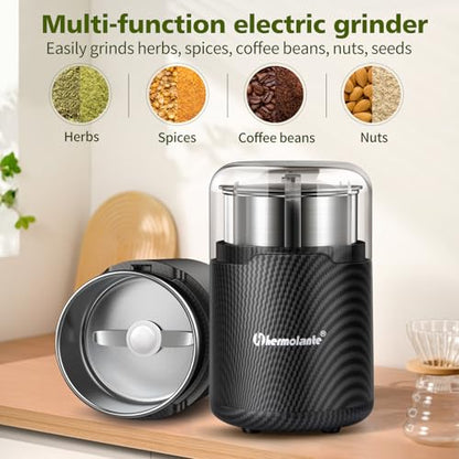 Hermolante Herb Grinder, Electric Spice Grinder, Press-Down Lid Starts - color: Gray