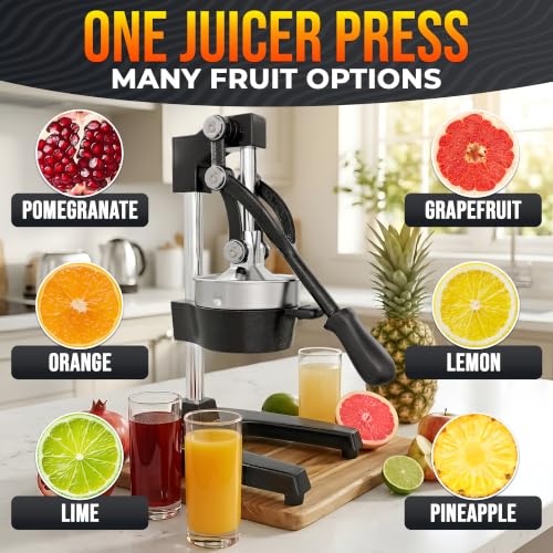 Cast Iron Juicer Hand Press, Heavy-Duty Squeezer (Black) - color: Black