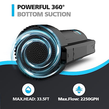 1/3 HP Auto Sump Pump, 2250GPH Submersible Utility Pump, 10ft Cord - color: Black