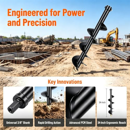 Hydraulic Auger Bit, 8''/200mm Mini Excavator Auger Drill for 0.8 to 2 Tons