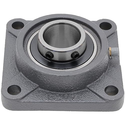 UCF207-4-Bolt Flange-Mount Ball Bearing Unit, Insert Bearing UC207, Cast Iron Housing F207, Bore Shaft 1.378 in (35 mm), Set Screw Locking, 4.606 in (117 mm) Flange Width