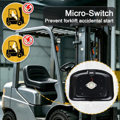 Universal Forklift Seat with Micro Switch, Tractor Seat - color: Black