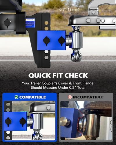 OMT Adjustable Trailer Hitch, 2.5" Receiver, 6" Drop/Rise 18500lb Towing - size: 2.5" Receiver 6" Drop & Rise