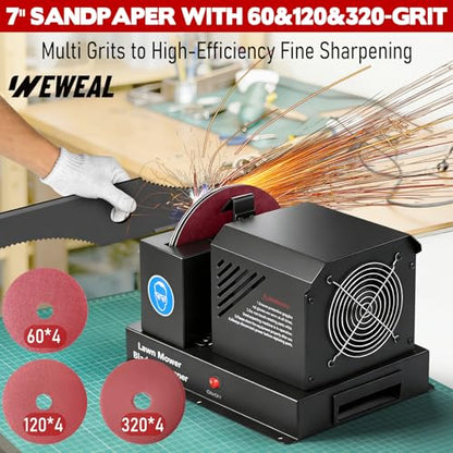 7" Lawn Mower Blade Sharpener Bench Grinder with Ceramic Wheel,Black - color: Black
