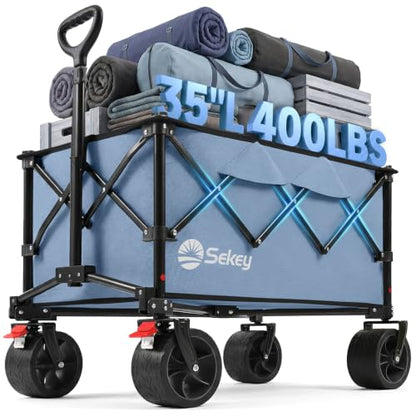 Sekey 250L Beach Wagon, 400 lb Capacity, Foldable, All-Terrain Wheels - color: Blue