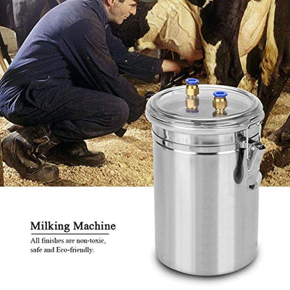 Yosoo Electric 2L 1/2 Gal Cow Electric Milking Machine Portable Impulse Sheep Goat Milking Device Machine Vacuum Pump Bucket Milker Double Head for Farm Household Milk(US Plug, Cow use)