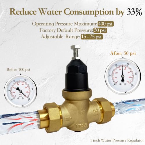 Pressure Reducing Valve 1 inch, Water Pressure Regulator for Home