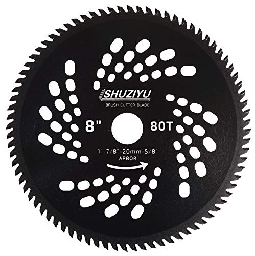 8"-80T, 1" Arbor with Washer Adapter 7/8"-20mm-5/8, Brush Cutter Blade, Trimmer Weed Blade. Suitable for All Brand of Brush Cutter - color: 8", size: 8"-80T