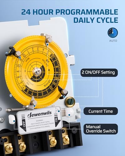 DEWENWILS 24-Hour Mechanical Timer Switch - 208-277VAC DPST, 5HP 40A