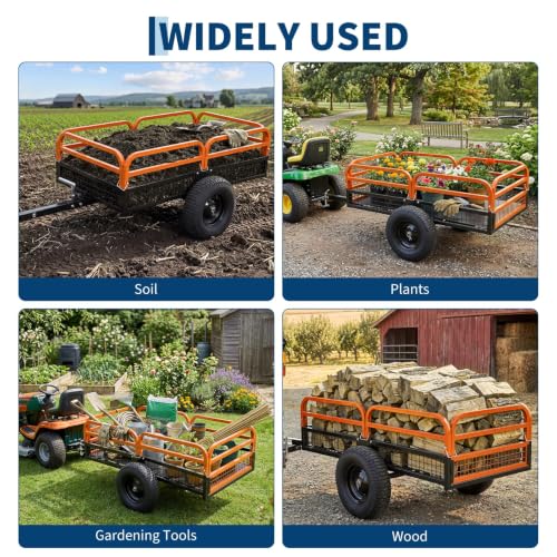 1500 Lbs Heavy Duty Steel Dump Cart - color: Orange