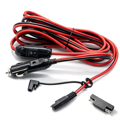 SAE Cigarette Lighter Cable Wire Harness with Switch 10FT 12AWG for Sprayer - color: Black-12AWG