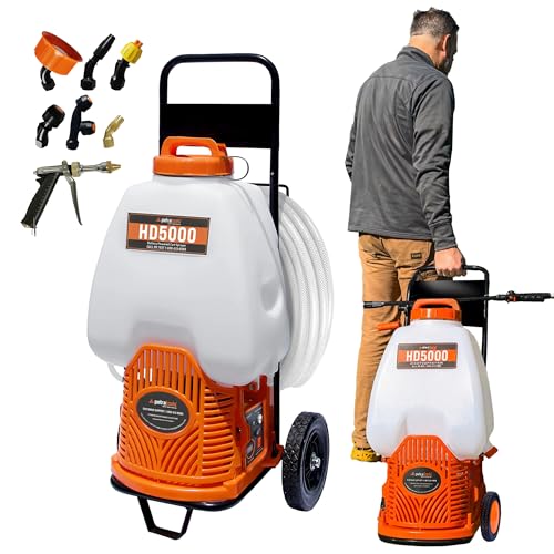 PetraTools Battery Powered Backpack Sprayer w/Cart & 100ft Commercial Hose - style: HD5000