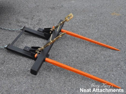 Bucket Hay Bale Spear Attachment w/ 2 x 49" Prongs. Rated 3000 Lb - Sr.2 - size: 2 x 49"