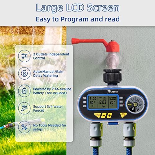 Sprinkler Water Timer with Rain Delay Function for Garden Hose - style: 2 Outlet Water Timer