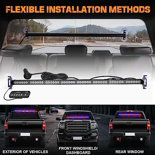 XRIDONSEN 35 inch Traffic Advisor Light Bar 48 LED Red Blue Lights - color: Red/Blue