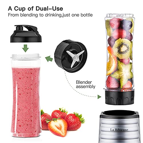 La Reveuse Personal Size Blender for Protein Shakes and Smoothies, Silver - color: Silver