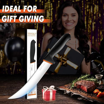 TIVOLI Slicing Knife 8 Inch - Brisket Knife with Non-Slip Softgrip - size: 7.9"