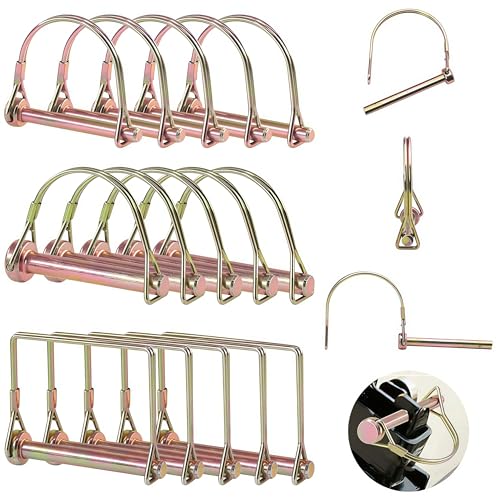 15Pcs PTO Pin Set, 1/4”, 5/16”, 3/8” Heavy Duty D-Shape and Square Trailer Coupler Pin, Zinc Plated Carbon Steel Safety Locking Pin for Trailer, Truck, Tractor, and Towing Hitches - size: 1/4”, 5/16”, 3/8” pin set