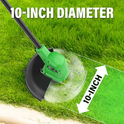 Cordless Weed Wacker 20V, Battery Powered String Trimmer, 10-Inch - color: Dark green