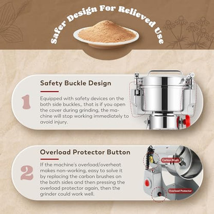 Moongiantgo Grain Mill Grinder Commercial Spice Grinder, 2000g Swing, 110V - size: 2000g Swing Type