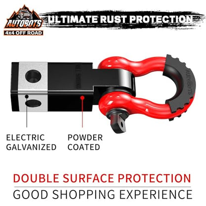 AUTOBOTS Tow Hitch Receiver 2" Shackle Hitch Receiver Red - color: RED-BLACK