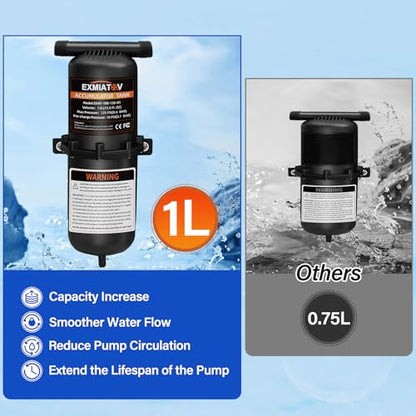 Water Pump and Accumulator Tank System,12V DC 7.0GPM 70PSI Quiet Water Pump and 1L 125PSI Pre-Pressurized Accumulator Tank for RV,Boat,Marine,Home Water System,Irrigating,Industrial Settings - size: 12V-7GPM-70PSI with tank