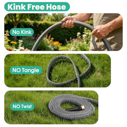 Garden Hose 50 FT, Non-Expanding Water Hose, Kink-Free, Burst-Resistant