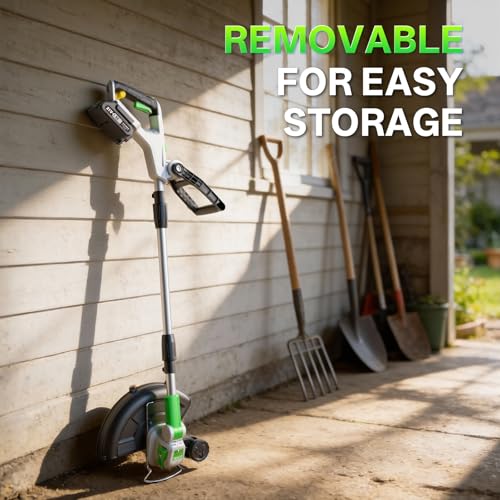 SOYUS 12" 20V 2-in-1 String Trimmer Edger, 2×2.0Ah Battery & Charger - color: Light green