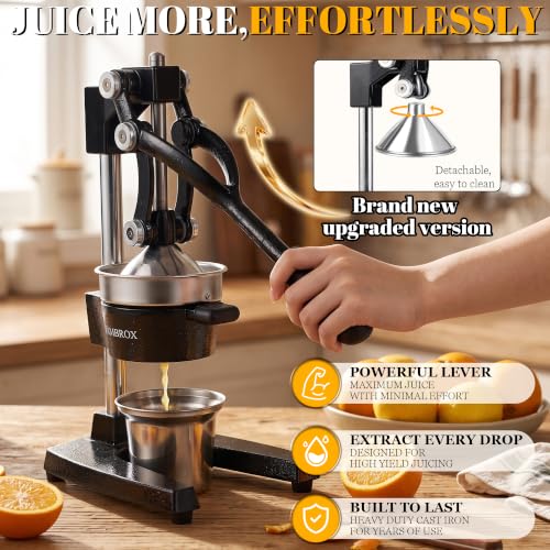 Manual Cast Iron Lemon Squeezer, Black Citrus Juicer - color: Black