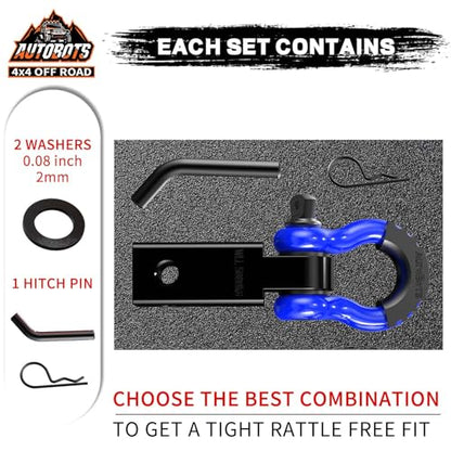 AUTOBOTS Tow Hitch Receiver 2" Shackle Hitch Receiver Blue - color: BLUE-BLACK