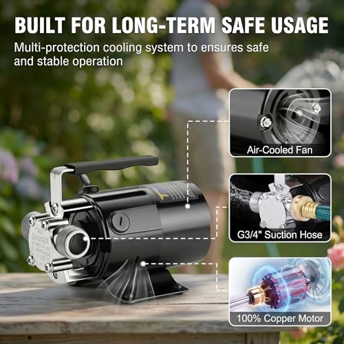 Trupow Water Transfer Pump, 115V 1/10HP 330GPH Electric Utility Water Pump with 6ft Water Hose Kit, Portable Small Water Pump For Pool Draining, Removing Water From Rain Barrel, Aquariums, etc. - style: 115V AC