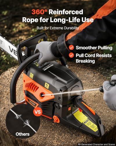 VEVOR Gas Powered Chainsaw 16 Inch 40CC 1.75HP 2 Stroke Engine Gas Chainsaw - size: 40CC-16inch