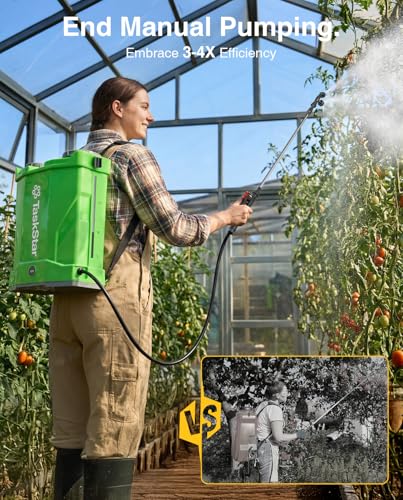 Taskstar Battery Powered Backpack Sprayer 4.2 Gallon for Lawn & Yard - color: Green