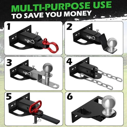 Upgraded Zero Turn Lawn Mower Hitch with 2" Receiver, 6mm Thicker Heavy Duty Steel Bolt On Trailer Hitch Receivers, Compatible with Many Models Lawn Mower, Tractor, Trailer, Golf Cart, ATV Etc. - size: 2 Inch Lawn Mower Hitch