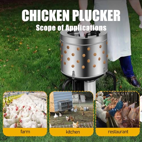 450W Chicken Plucker Machine, 20 "Diameter Stainless Steel Drum, Portable Poultry Plucker with 108 Soft Fingers, Skin-Friendly Design for All Kinds of Poultry