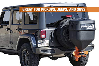 Buyers Products SaltDogg TGSUV1B Tailgate Salt Spreader, 4.4 Cu Ft / 331 lb Capacity, Hitch Mount, for SUV & Pickup Truck, Gravity Feed w/ Manual Gate, 12V Electric Drive, Poly Hopper, Residential Use
