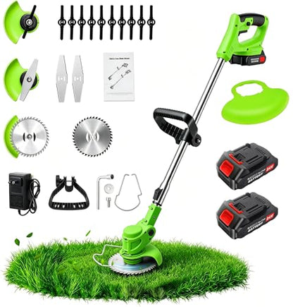 3-in-1 Cordless Weed Wacker: 21V Battery Powered Weed Eater - color: Green