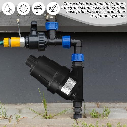 Glooglitter 2 Pcs 3/4" NPT Drip Irrigation Y Filter, 120 Mesh Screen