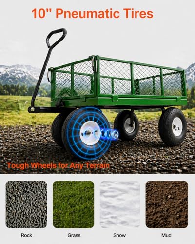 AAIN 600 lb Heavy-Duty Metal Garden Cart, Utility Wagon, 4 Cu. Ft.