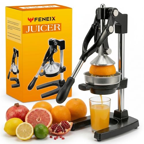 Cast Iron Juicer, Easy to Clean Heavy Duty Manual Juicer Press, Professional Citrus Juicer, Lemon Squeezer, Grapefruits Juice Press & Orange Squeezer - color: Black