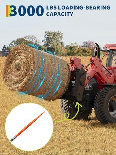 3000 LBS Quick Attach Hay Spear with Sleeve, 49" for Tractor & Skid Steer