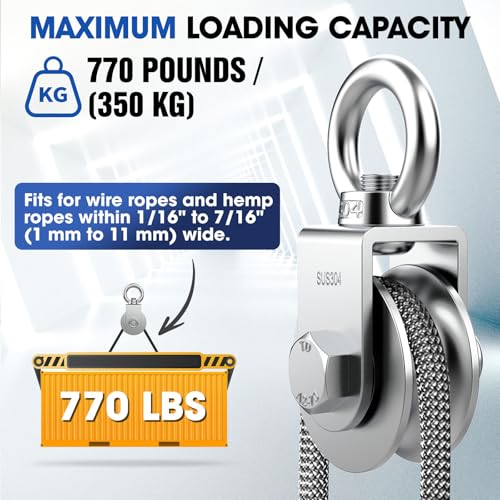 Rope Pulley, 304 Stainless Steel Cable Pulley Wheel, 48mm 1PC - style: 48 mm