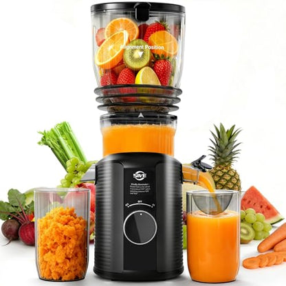 5ive Cold Press Juicer, 5.8 Inch Wide Chute Slow Masticating Extractor - color: Black Gray-2