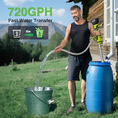 Taskstar Cordless Stick Water Transfer Pump, 2×4.0Ah Rechargeable Batteries - color: Light Green