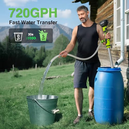 Taskstar Cordless Stick Water Transfer Pump, 2×4.0Ah Rechargeable Batteries - color: Light Green