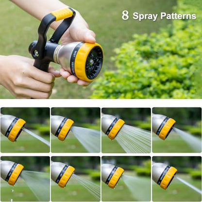 FANHAO Fireman Style Garden Hose Nozzle Heavy Duty Metal, 8 Spray Patterns - color: Yellow