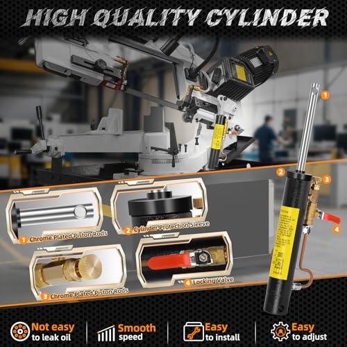 Hydraulic Cylinder for 7 x 12 Metal Cutting Band Saw, Compatible with BS-712N/BS-712R/BS-712B, Band Saw Hydraulic Cylinder, Hydraulic Downfeed Control Cylinder for Metal Bandsaw, Metal, Black
